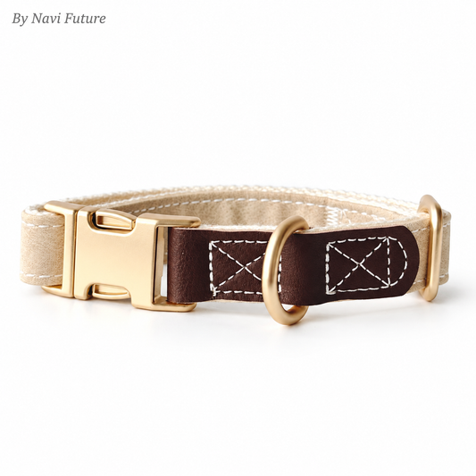 Beige Crystal & Pearl Flower Pet Collar with Interchangeable Charms