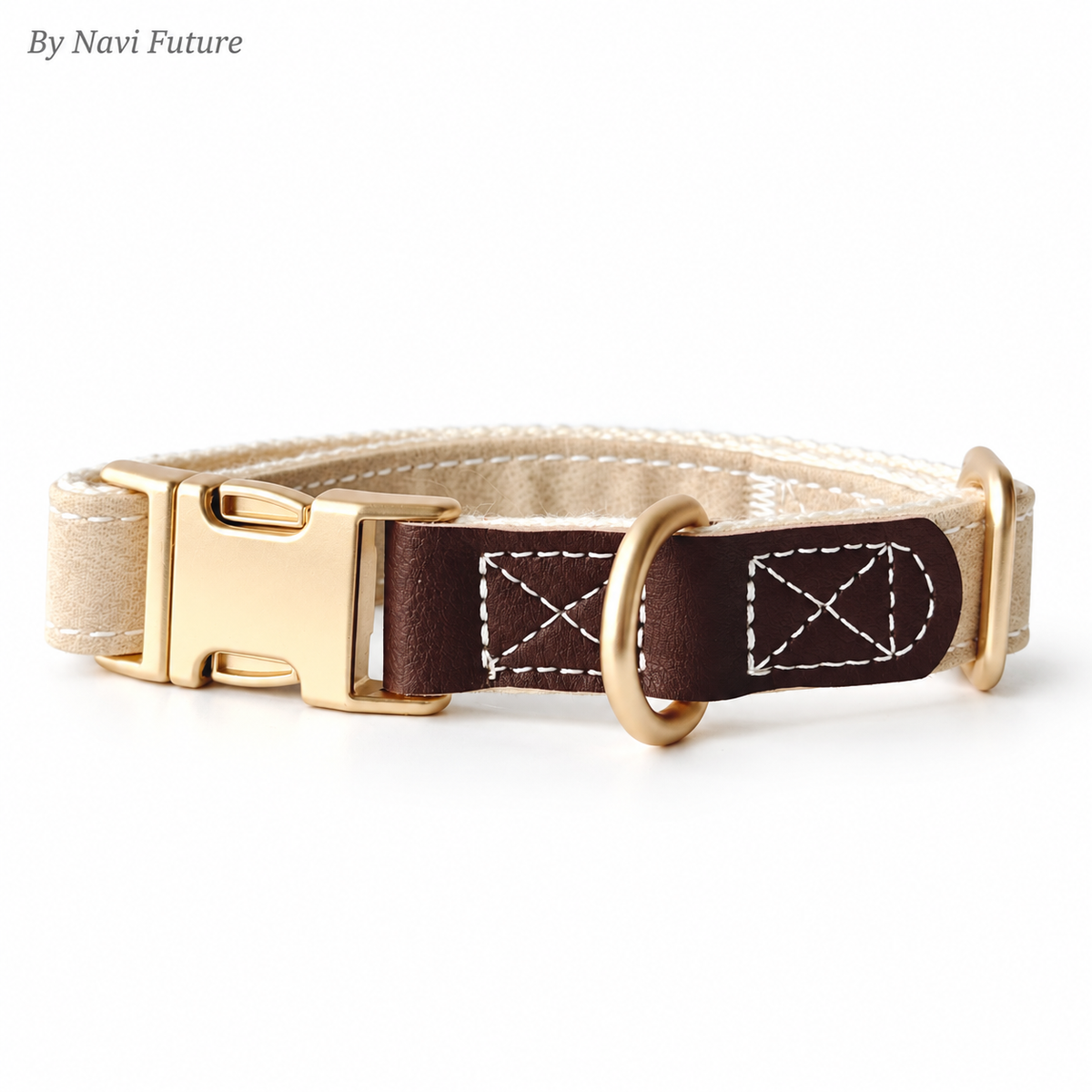 Beige Crystal & Pearl Flower Pet Collar with Interchangeable Charms